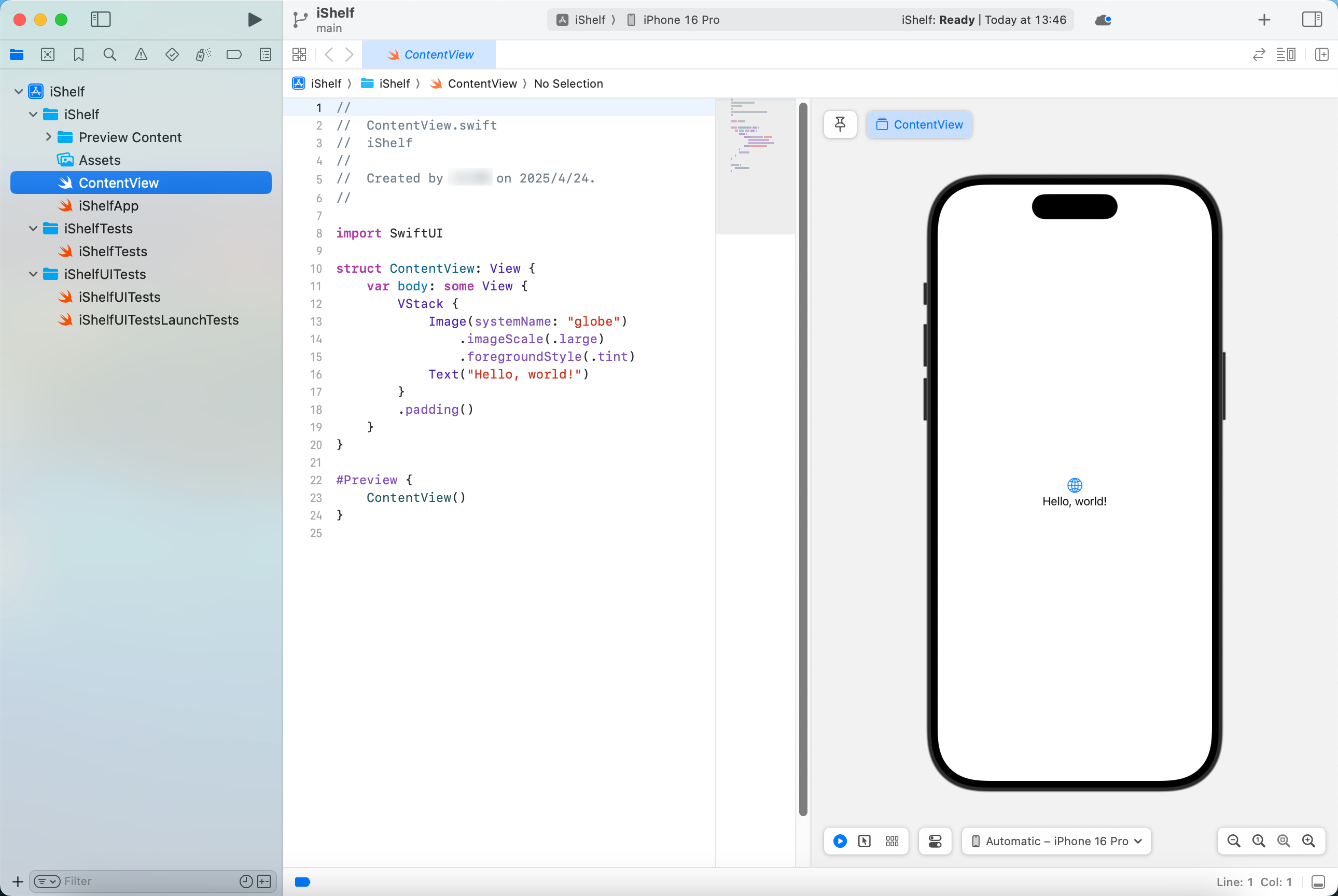 xcode创建项目完成会自动运行